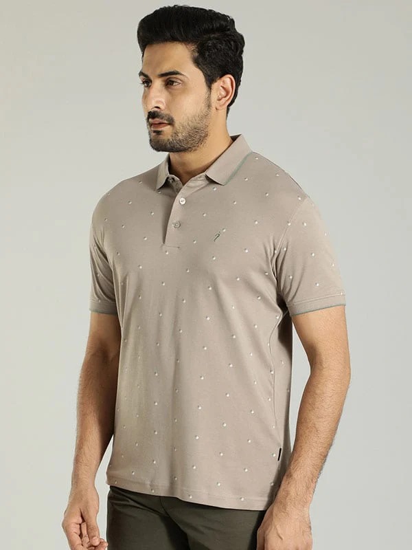 Indian Terrain Men's Half Sleeve Regular Fit Grey Polo T-Shirt